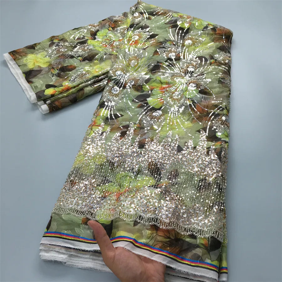 [codex-media-10] Green African Mesh Lace Fabric 5 Yards | 4947 image 11