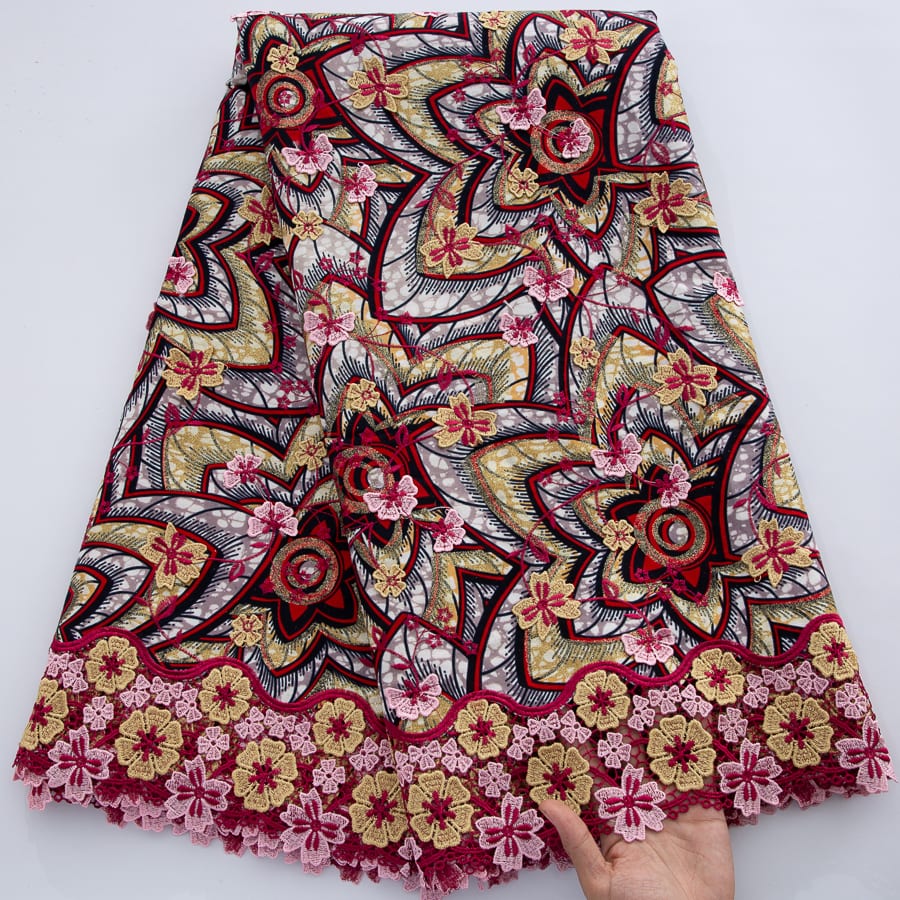 [codex-media-13] African Wax Lace Fabric, Nigerian Embroidery Lace Fabric for Sewing  Women Wedding/Party/Prom Dresses image 14