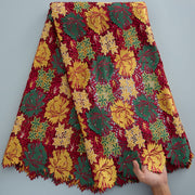 [codex-media-3] Guipure Cord Lace Fabric with Rhinestones | 5 Yards/pc Nigerian Water Soluble Lace Fabric image 4