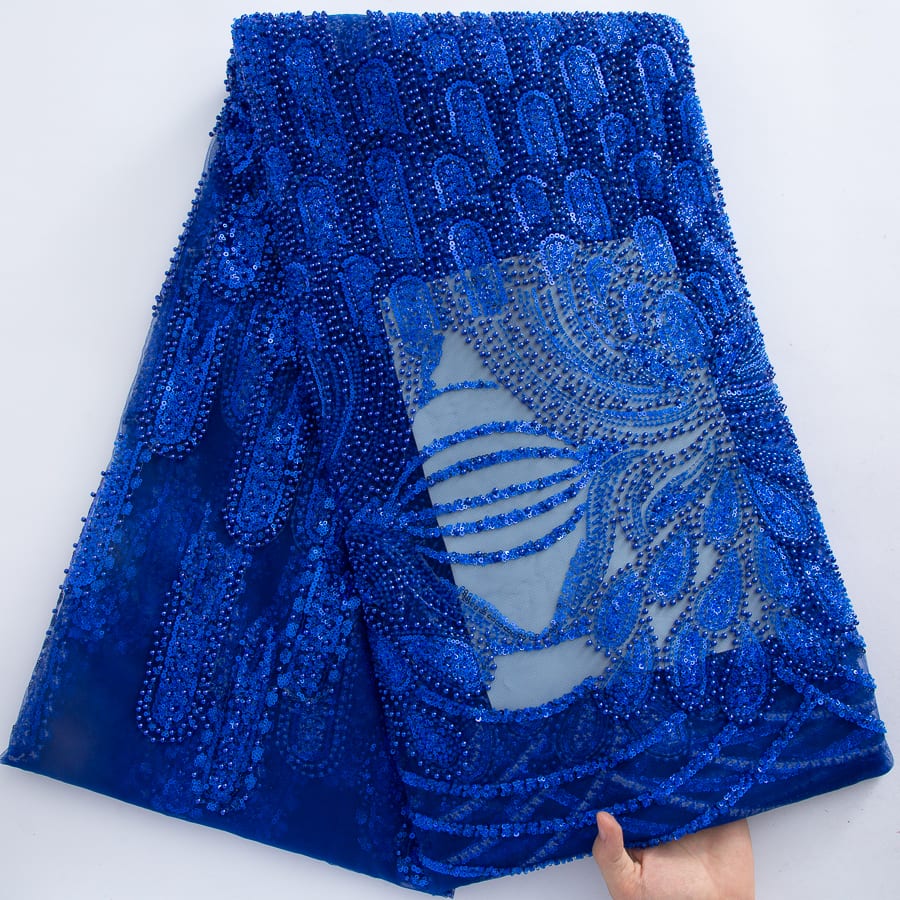 [codex-media-5] French Mesh Lace Fabric with Beads and Sequins, African Lace Fabric for Sewing Wedding Party Dresses image 6