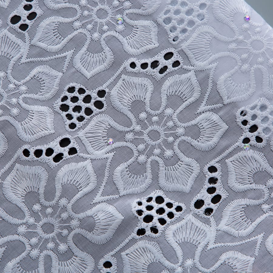 [codex-media-10] White Swiss Voile Lace Fabric with Rhinestones, African Cotton Lace Fabric for Sewing Wedding Party Dresses image 11