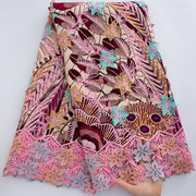 [codex-media-5] African Wax Lace Fabric, Nigerian Embroidery Lace Fabric for Sewing  Women Wedding/Party/Prom Dresses image 6