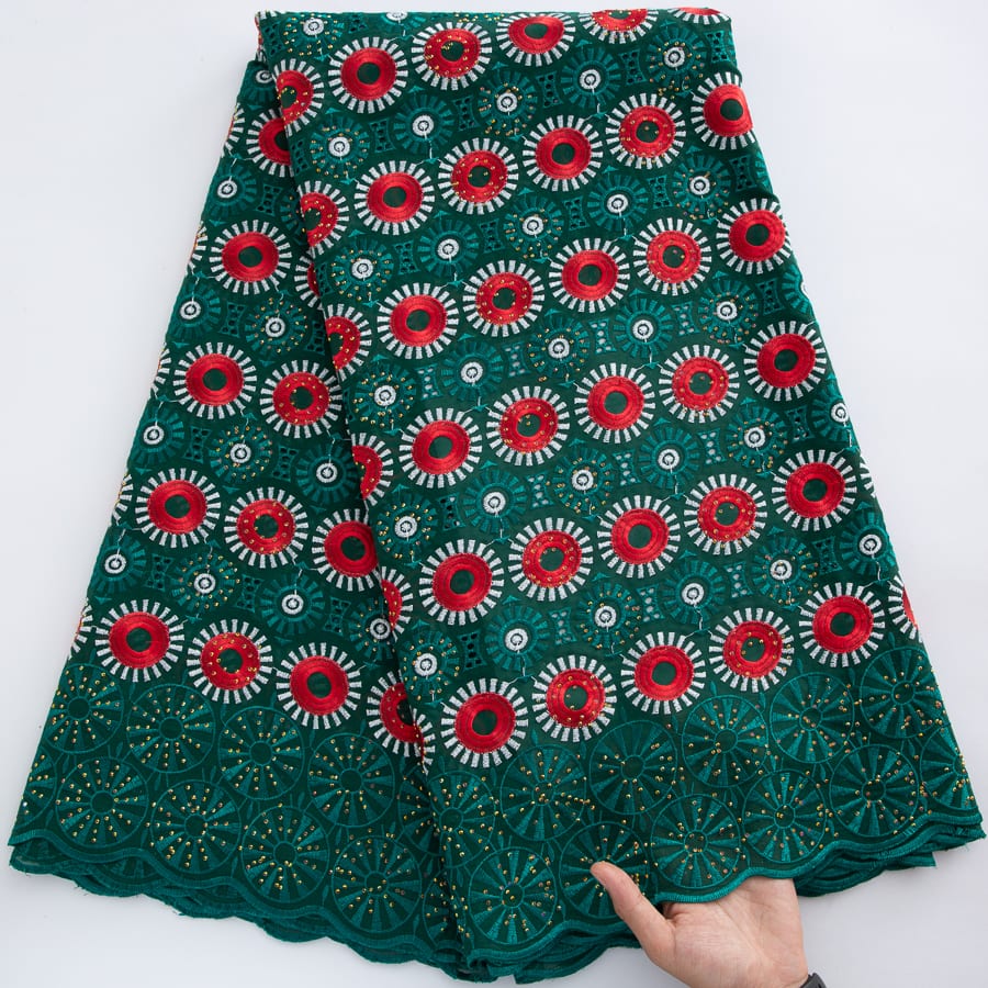 [codex-media-5] Swiss Voile Lace Fabric with Rhinestones | 5 Yards/pc African Cotton Lace Fabric image 6