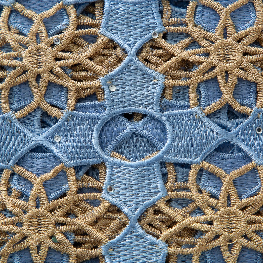 African Guipure Cord Lace Fabric with Rhinestones image 6