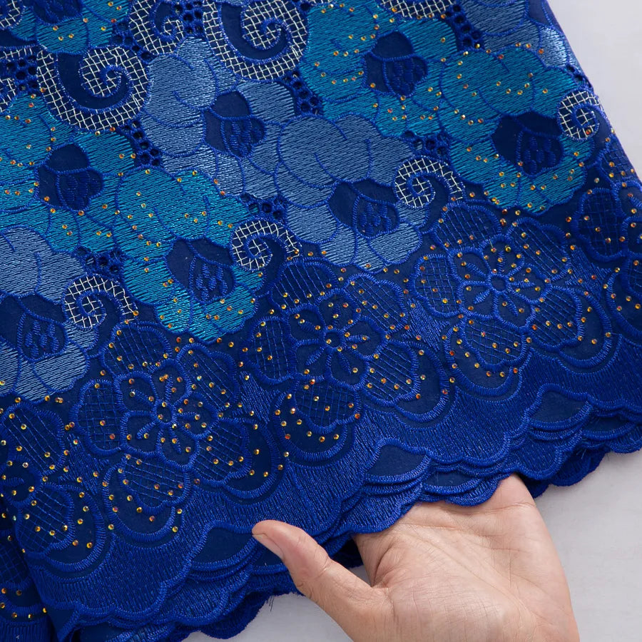 [codex-media-15] 5 Yards/pc Swiss Voile Lace Fabric with Rhinestones, African Cotton Lace Fabric for Sewing Women Wedding Party Dresses image 16