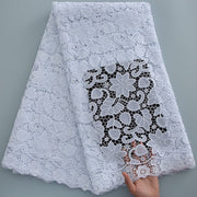 [codex-media-14] Guipure Cord Lace Fabric with Rhinestones | 5 Yards/pc Nigerian Water Soluble Lace Fabric image 15