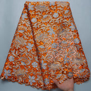 African Guipure Cord Lace Fabric with Rhinestones, Nigerian Lace Fabric for Sew Wedding Party Dress image 3