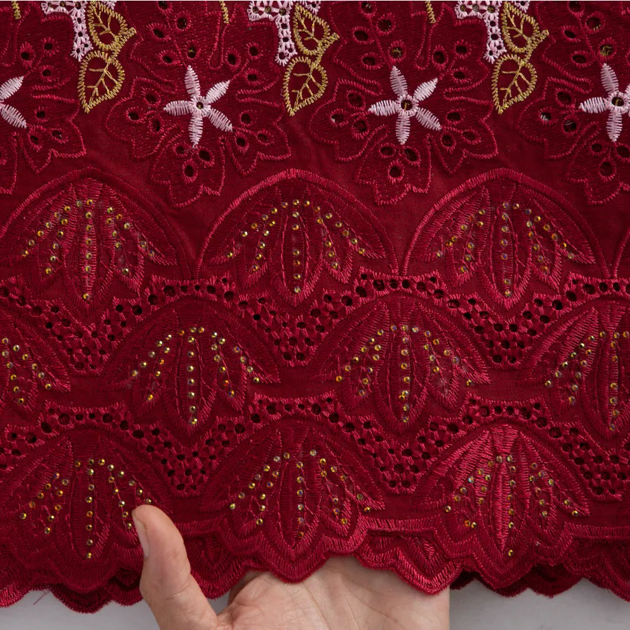[codex-media-1] Wine Swiss Voile Lace Fabric 5 Yards | 4937 image 2