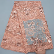 [codex-media-4] African Mesh Lace Fabric, French Net Lace Fabric with Sequins for Sewing Wedding/Party/Prom Dresses image 5
