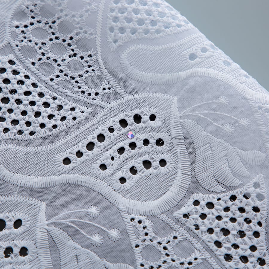 [codex-media-6] White Swiss Voile Lace Fabric with Rhinestones, African Cotton Lace Fabric for Sewing Wedding Party Dresses image 7