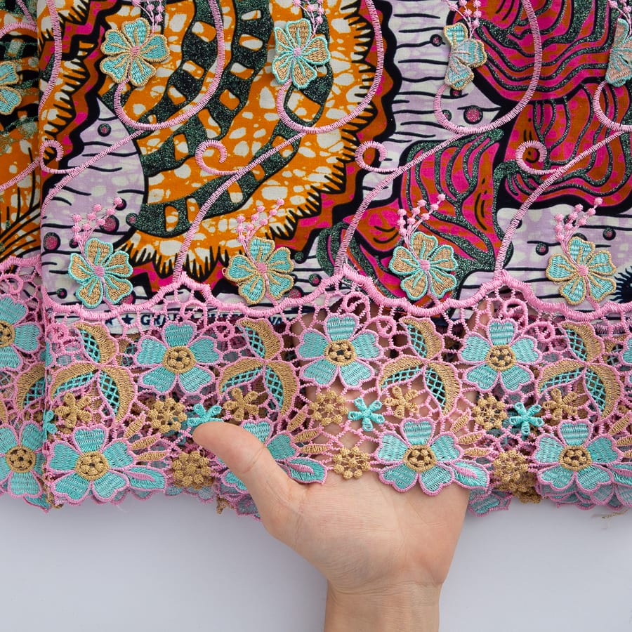 [codex-media-2] African Wax Lace Fabric, Nigerian Embroidery Lace Fabric for Sewing  Women Wedding/Party/Prom Dresses image 3