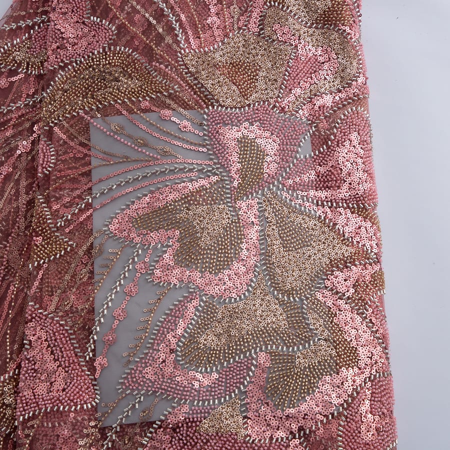 [codex-media-7] French Mesh Lace Fabric with Beads, African Luxury Sequins Lace Fabric for Sewing Wedding/Party/Prom Dresses image 8