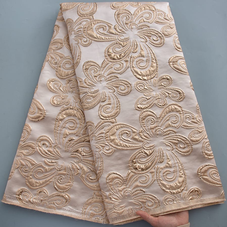 [codex-media-0] African Brocade Lace Fabric | 5 Yards/pc French Jacquard Lace Fabric image 1