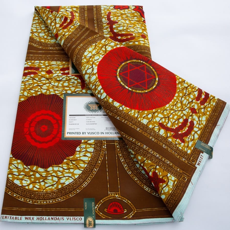 [codex-media-10] African Wax Print Fabric 100% Cotton - Golden Glitter Wax Cloth - Ankara Super Wax Fabric 5.49 meter Per Piece, 100% Cotton Nigerian Ghanaian Fashion - Soft Handmade Fabric for Women's Wedding Dresses, Party Gowns, and Sewing Materials image 11