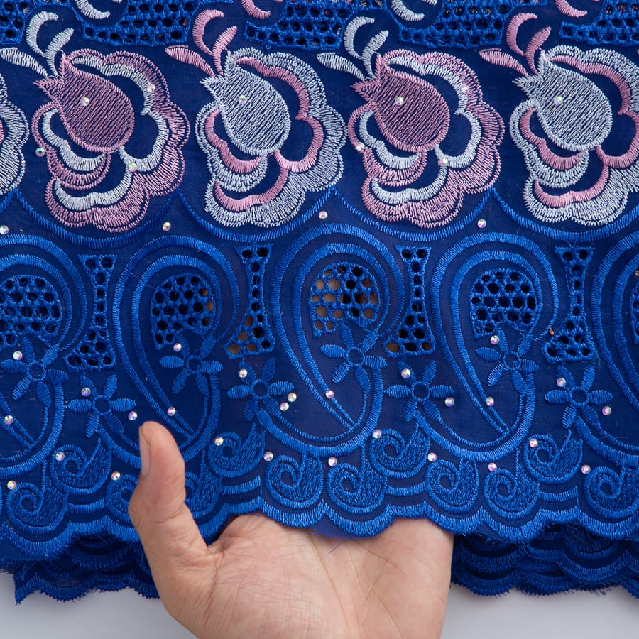 [codex-media-9] Swiss Voile Lace Fabric with Rhinestones | 5 Yards/pc African Cotton Lace Fabric image 10