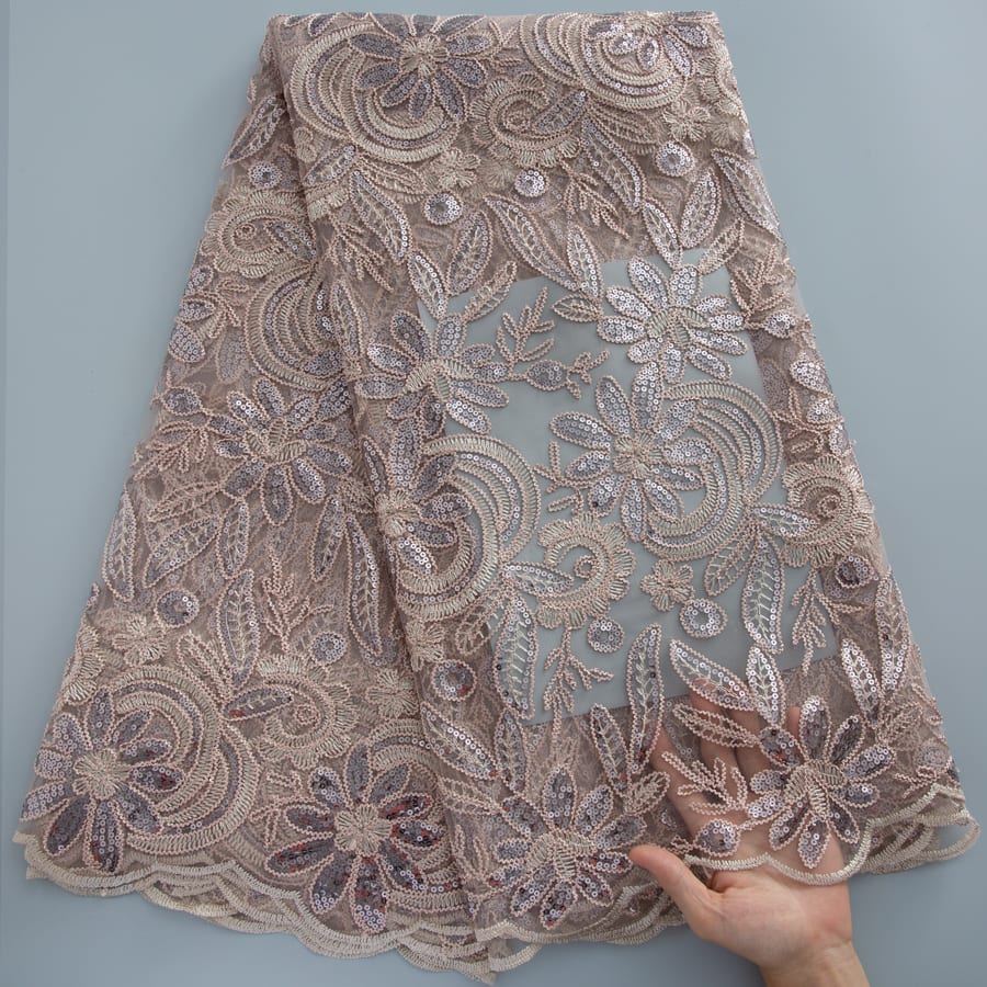[codex-media-10] African Mesh Lace Fabric, French Net Lace Fabric with Sequins for Sewing Wedding/Party/Prom Dresses image 11