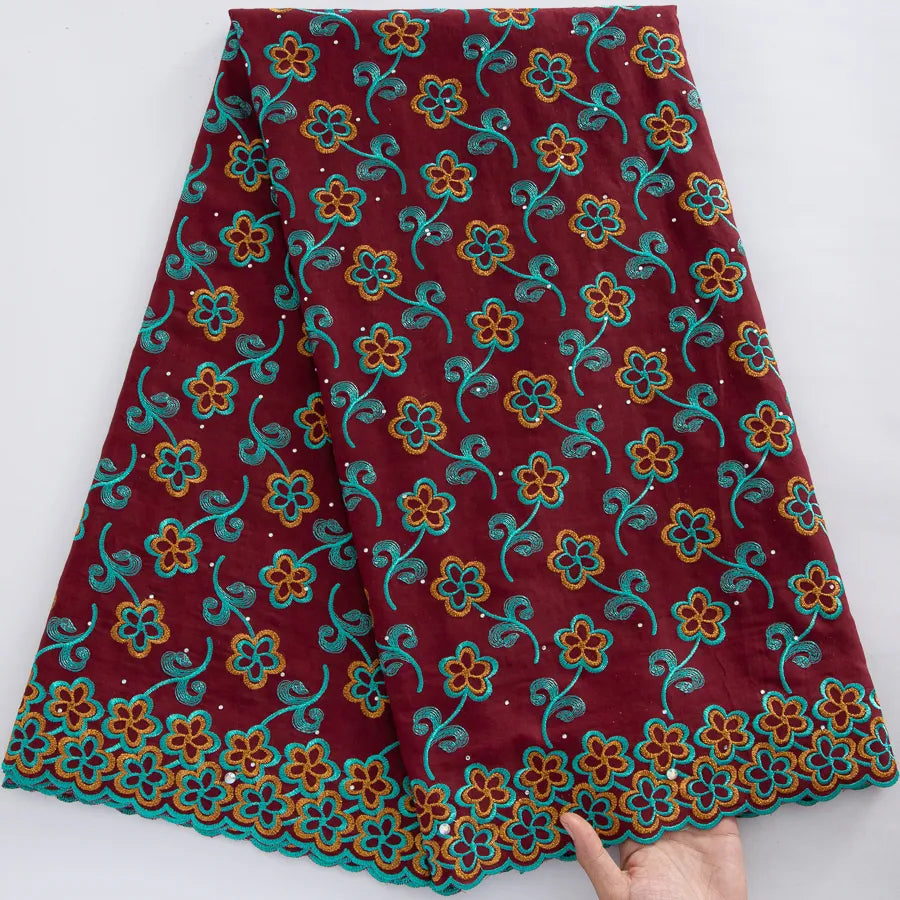 [codex-media-11] Swiss Voile Lace Fabric with Rhinestones | 5 Yards/pc African Cotton Lace Fabric image 12