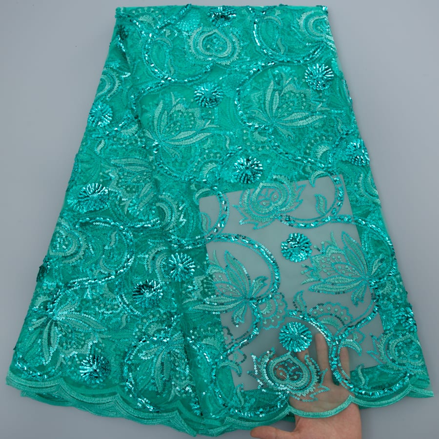 [codex-media-6] African Mesh Lace Fabric, French Net Lace Fabric with Sequins for Sewing Wedding/Party/Prom Dresses image 7