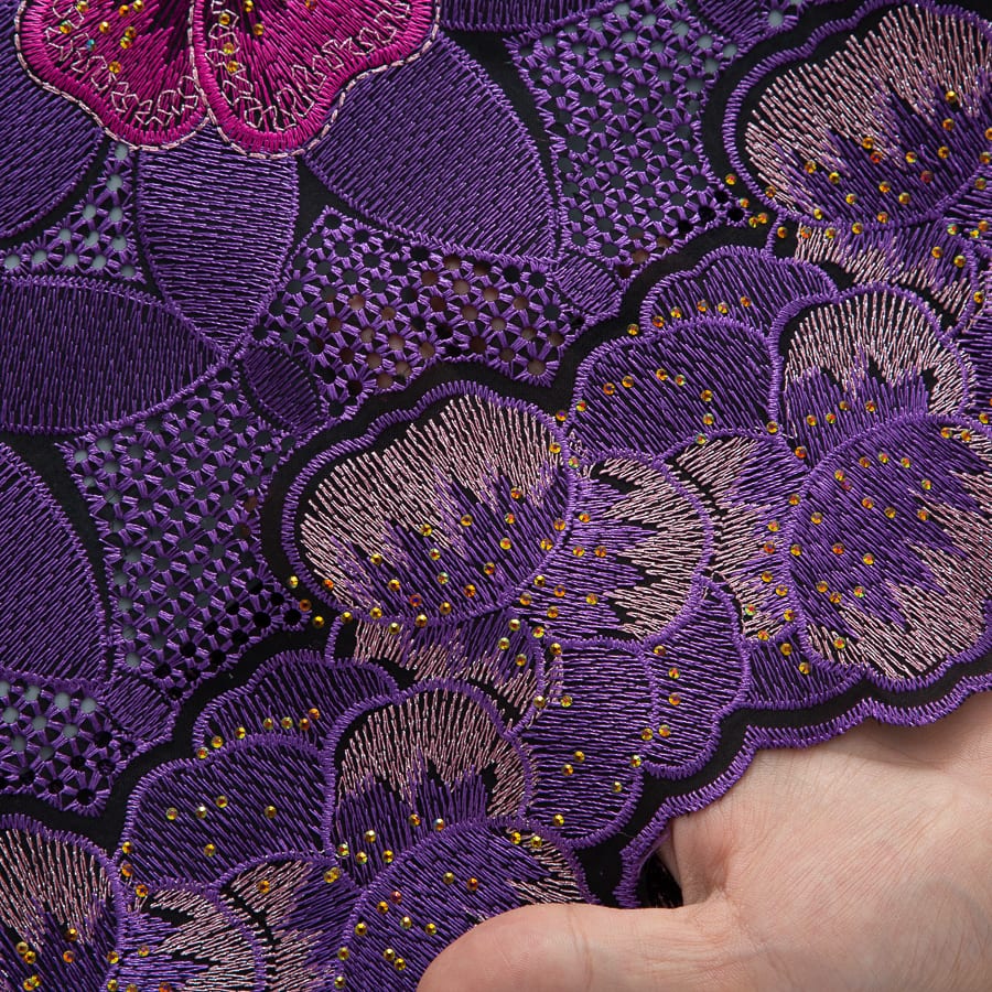 [codex-media-4] African Cotton Lace Fabric with Rhinestones, Swiss Voile Lace Fabric for Sewing Wedding/Party/Prom Dresses image 5