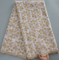 [codex-media-0] White +Gold Swiss Voile Lace Fabric 5 Yards | 4939 image 1
