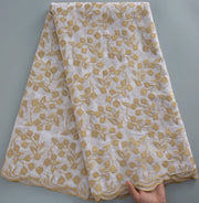 [codex-media-0] White +Gold Swiss Voile Lace Fabric 5 Yards | 4939 image 1