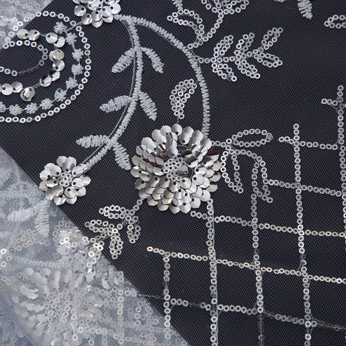 [codex-media-1] African Mesh Lace Fabric, French Net Lace Fabric with Sequins for Sewing Wedding/Party/Prom Dresses image 2