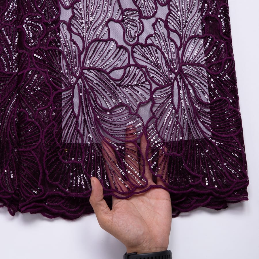 [codex-media-2] African Mesh Lace Fabric, French Net Lace Fabric with Sequins for Sewing Wedding/Party/Prom Dresses image 3