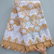 [codex-media-4] African Mesh Milk Silk Lace Fabric, French Net Lace Fabric with Sequins for Sewing Wedding/Party/Prom Dresses image 5