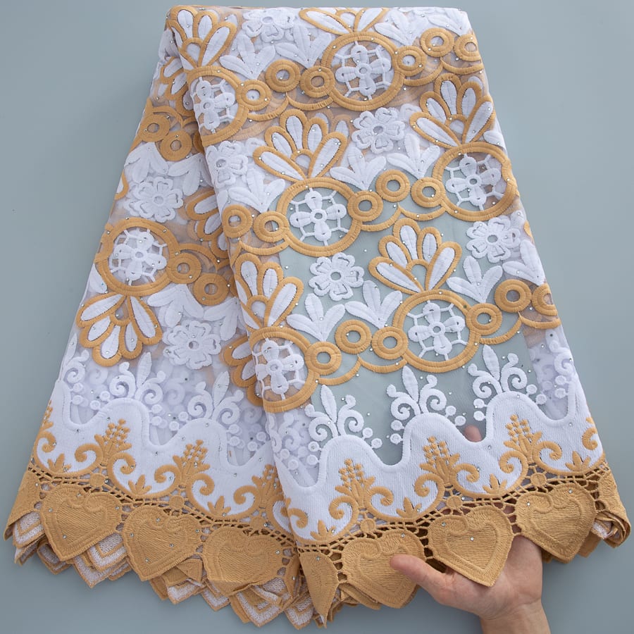 [codex-media-4] African Mesh Milk Silk Lace Fabric, French Net Lace Fabric with Sequins for Sewing Wedding/Party/Prom Dresses image 5