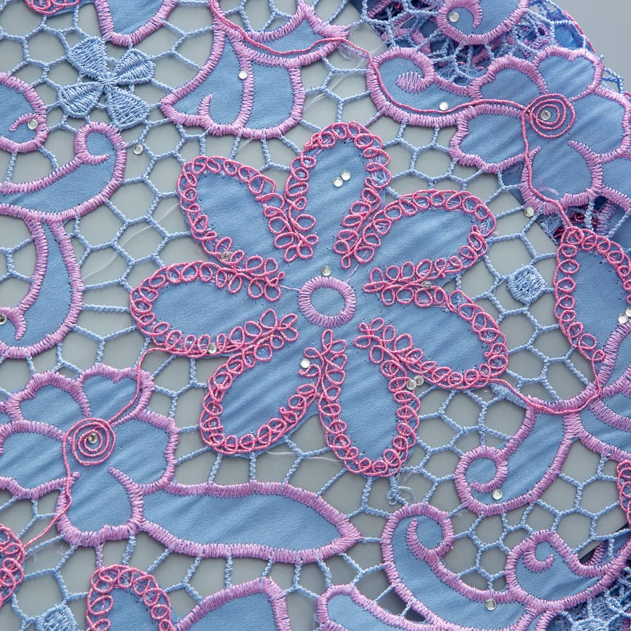 [codex-media-6] Afarican Guipure Cord Lace Fabric with Rhinestones, Nigerian Water Soluble Lace Fabric for Sewing Party Dresses image 7