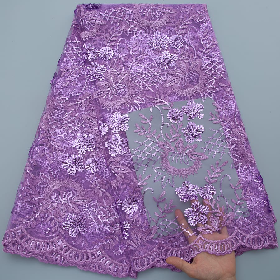 [codex-media-12] African Mesh Lace Fabric, French Net Lace Fabric with Sequins for Sewing Wedding/Party/Prom Dresses image 13