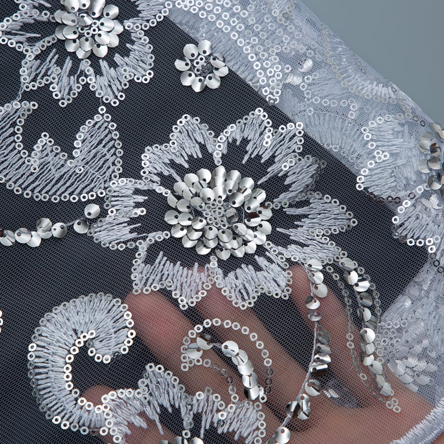 [codex-media-1] French Mesh Lace Fabric, African Net Lace Fabric with Sequins for Sewing Wedding/Party/Prom Dresses image 2