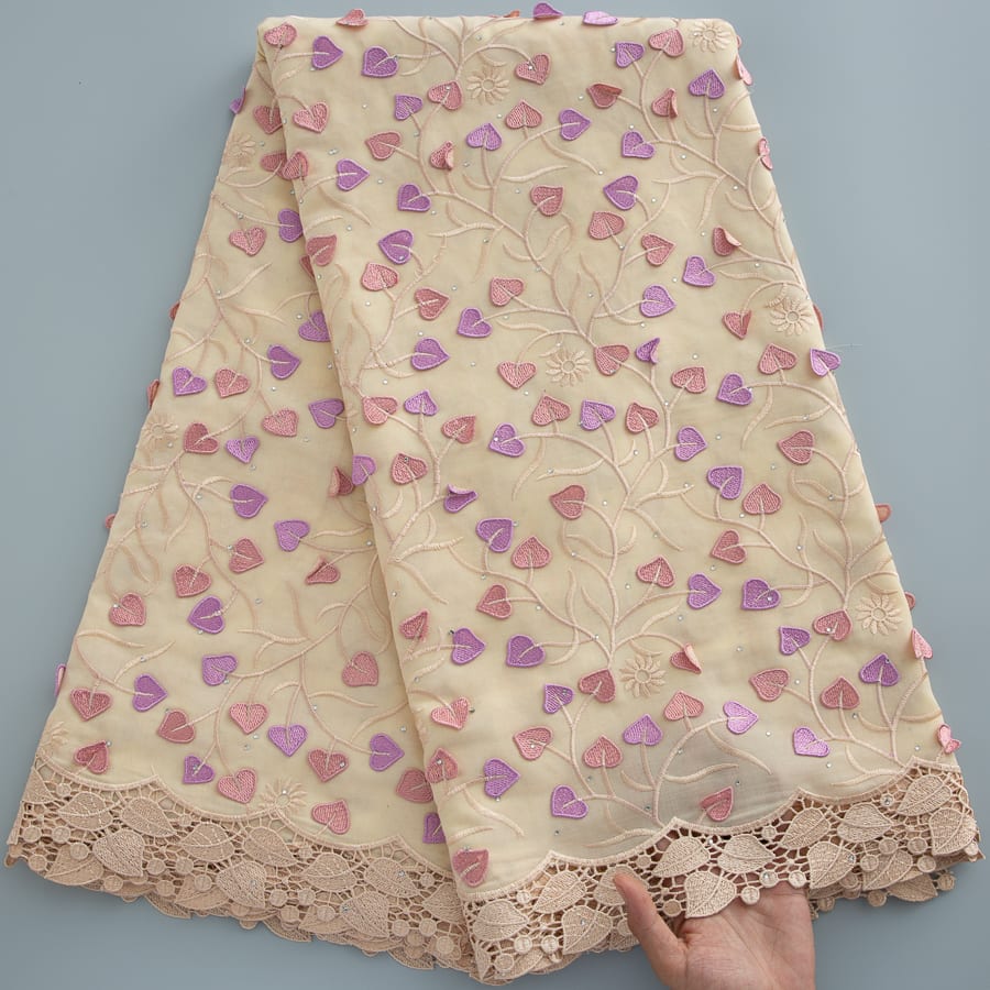 [codex-media-13] Swiss Voile Lace Fabric with Rhinestones, African Cotton 3D Embroidery Lace Fabric for Sewing Wedding Party/Prom Dresses image 14