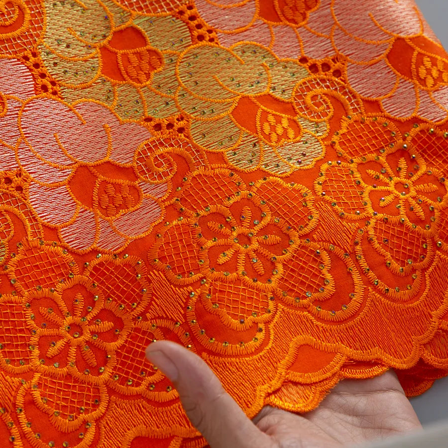 [codex-media-6] 5 Yards/pc Swiss Voile Lace Fabric with Rhinestones, African Cotton Lace Fabric for Sewing Women Wedding Party Dresses image 7