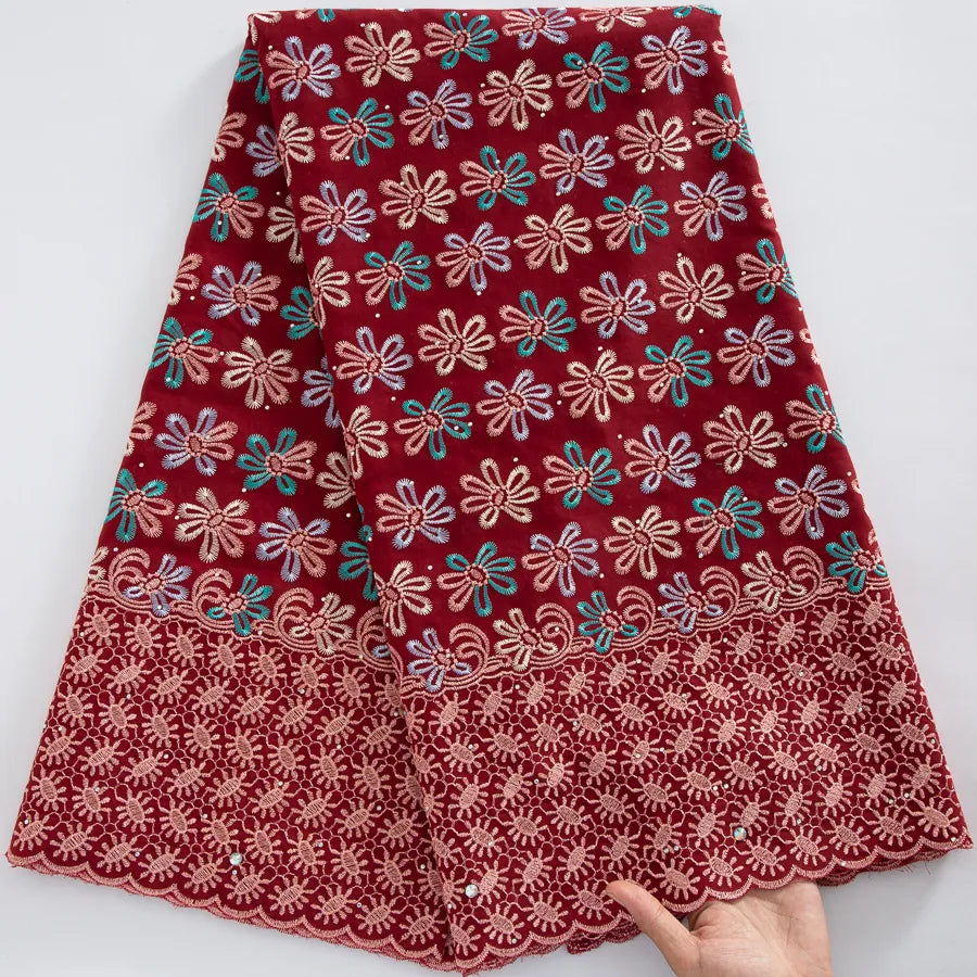 [codex-media-10] Swiss Voile Lace Fabric with Rhinestones | 5 Yards/pc African Cotton Lace Fabric image 11