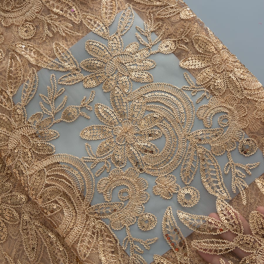 [codex-media-1] African Mesh Lace Fabric, French Net Lace Fabric with Sequins for Sewing Wedding/Party/Prom Dresses image 2