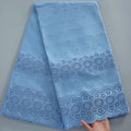 [codex-media-13] Navy Blue Embroidered Eyelet (Circular & Floral Cutout Motifs) Swiss Voile Lace Fabric 5 Yards | 4930 image 14