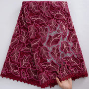 [codex-media-5] Guipure Cord Lace Fabric with Rhinestones | 5 Yards/pc Nigerian Water Soluble Lace Fabric image 6