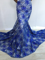 [codex-media-15] African Guipure Cord Lace Fabric with Sequins, Nigerian Water Soluble Lace Fabric for Sewing Wedding Party Dresses image 16