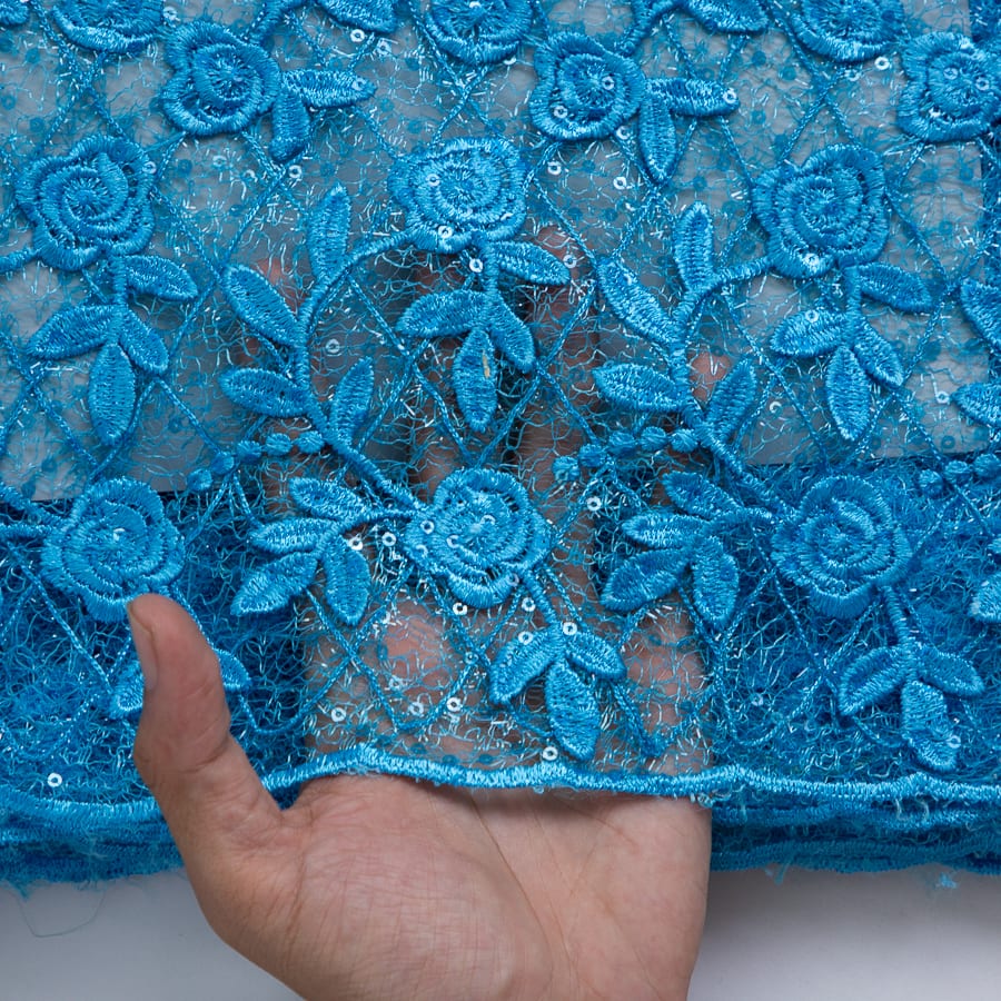 [codex-media-5] French Mesh Lace Fabric with Sequins | 5 Yards/pc African Net Lace Fabric image 6