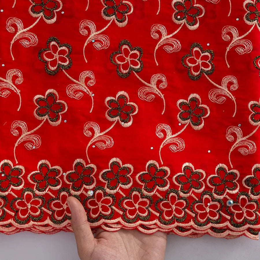 [codex-media-8] Swiss Voile Lace Fabric with Rhinestones | 5 Yards/pc African Cotton Lace Fabric image 9