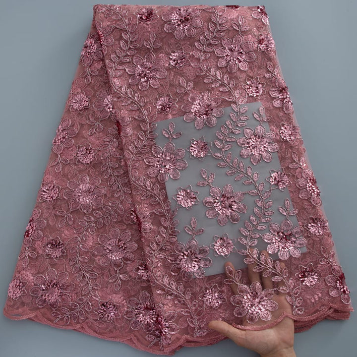 [codex-media-5] African Mesh Lace Fabric, French Net Lace Fabric with Sequins for Sewing Wedding/Party/Prom Dresses image 6
