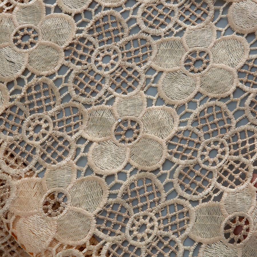 [codex-media-5] Golden Guipure Cord Lace Fabric with Rhinestones | 5 Yards/pc Nigerian Water Soluble Lace Fabric image 6