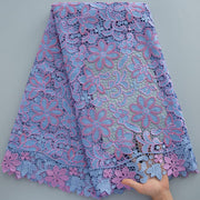 [codex-media-5] Afarican Guipure Cord Lace Fabric with Rhinestones, Nigerian Water Soluble Lace Fabric for Sewing Party Dresses image 6