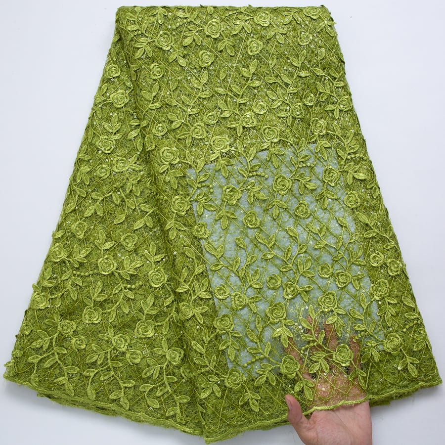 [codex-media-2] French Mesh Lace Fabric with Sequins | 5 Yards/pc African Net Lace Fabric image 3