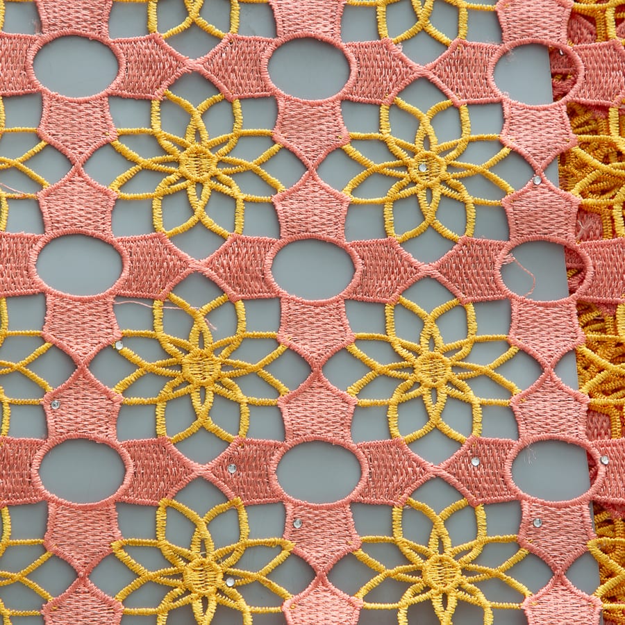 African Guipure Cord Lace Fabric with Rhinestones image 12