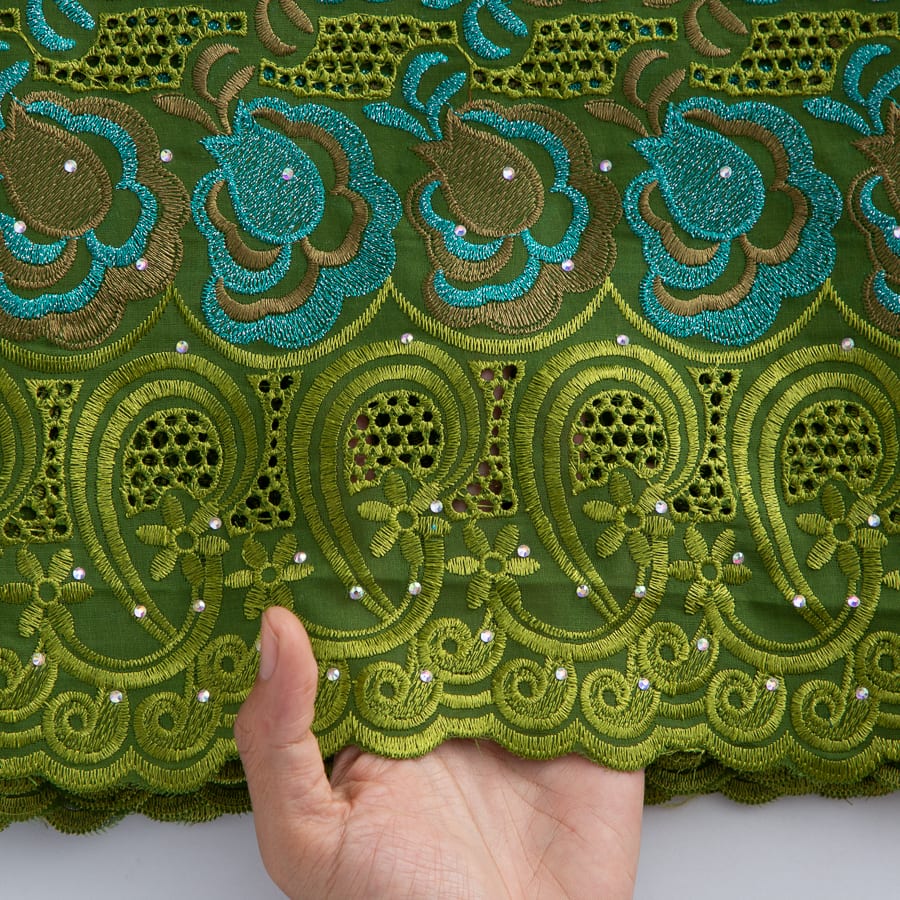 [codex-media-7] Swiss Voile Lace Fabric with Rhinestones | 5 Yards/pc African Cotton Lace Fabric image 8