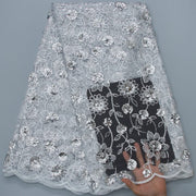[codex-media-0] French Mesh Lace Fabric, African Net Lace Fabric with Sequins for Sewing Wedding/Party/Prom Dresses image 1