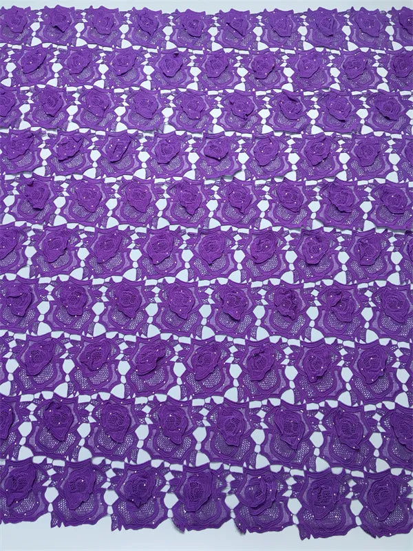 [codex-media-10] Guipure Cord Lace Fabric Purple Floral 4929 image 11