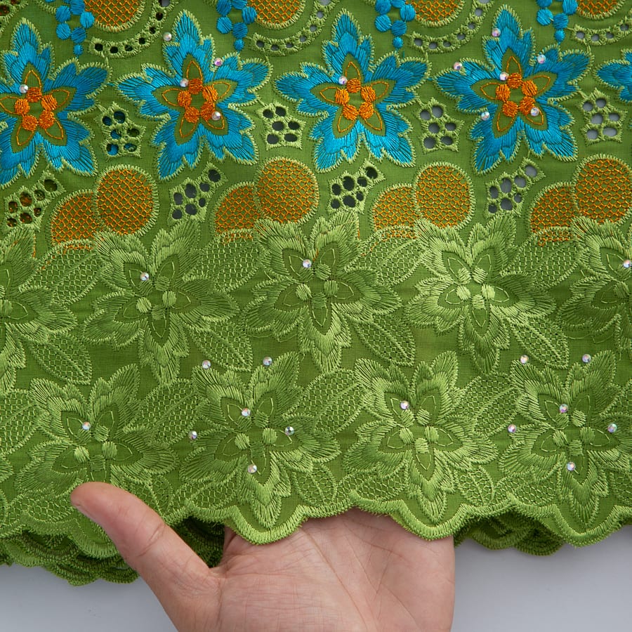 [codex-media-6] Swiss Voile Lace Fabric with Rhinestones, African Cotton Lace Fabric for Sewing Wedding Party/Prom Dresses image 7